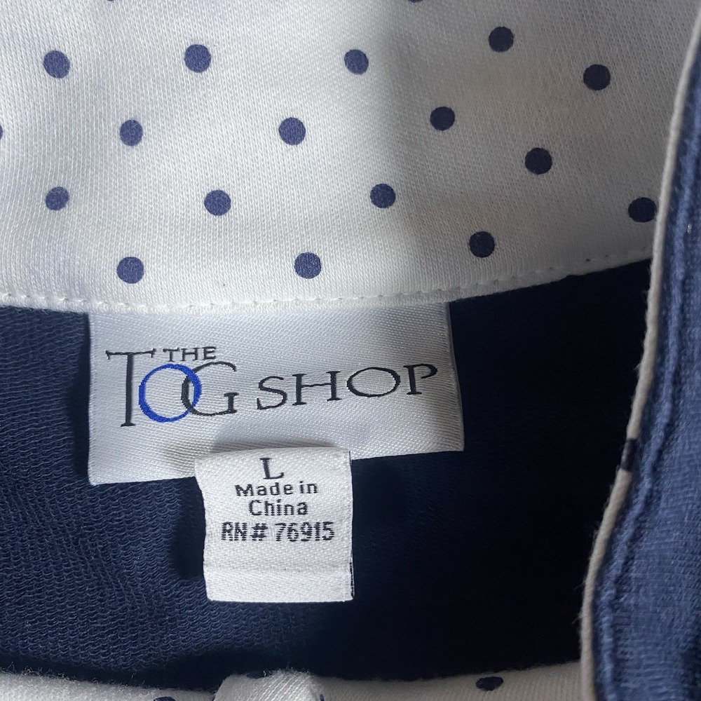 WOMENS The Tog Shop Size Large  3/4 Sleeve PULLOVER BLOUSE SHIRT BLUE/ WHITE - Picture 3 of 5